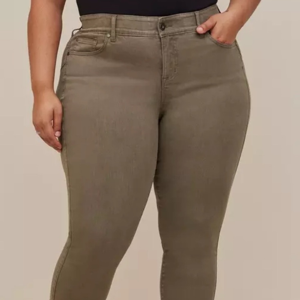 Torrid Bombshell Skinny‎ Super Soft High-Rise Jeans in Dusty Olive